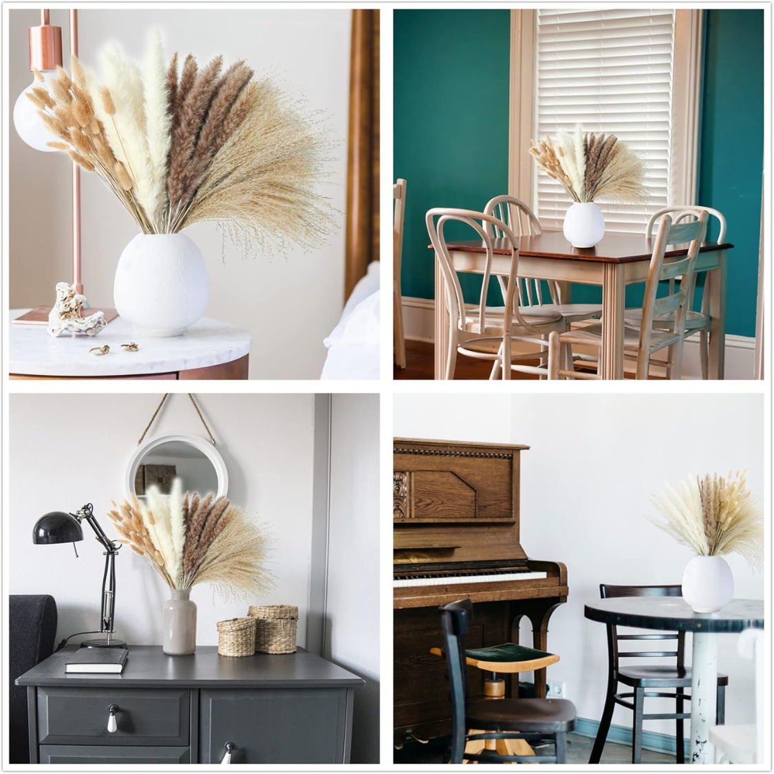 Pampas Grass Decor - 100 Stems of Dried Flowers for Home & Wedding