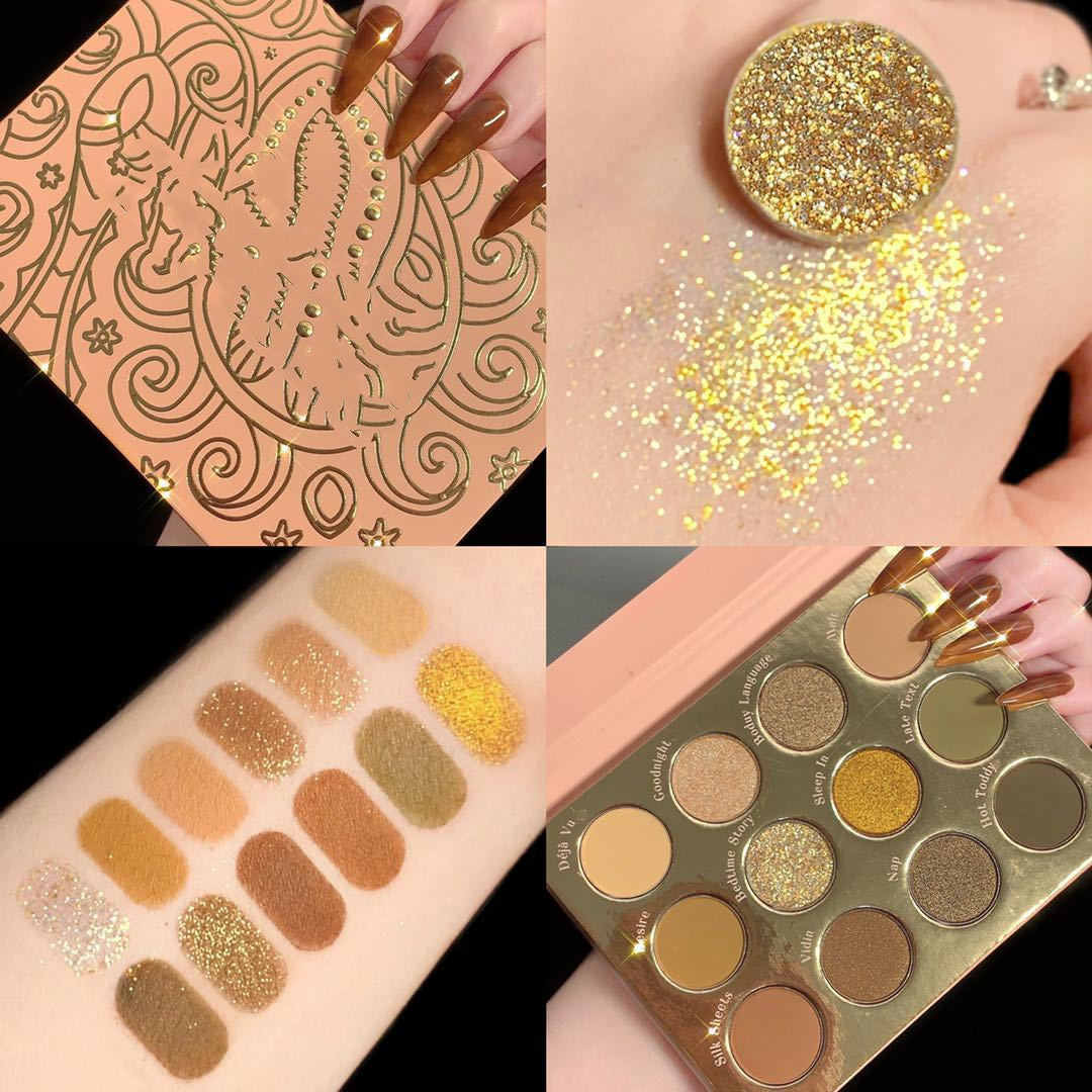 Twelve Color Eyeshadow Palette - Earth Pearlescent Matte Glitter Finish
