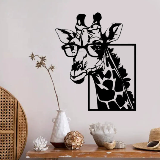 Giraffe Wall Art Decor - Animal Silhouette Iron Wall Hanging for Home