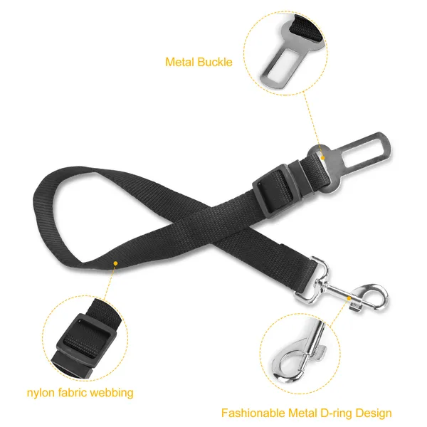 2Pcs Adjustable Pet Dog Cat Car Seat Belt Leash Safety Leads Harness