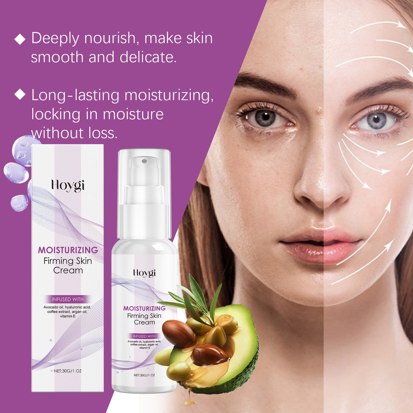 Moisturizing Firming Cream with Avocado Oil & Hyaluronic Acid - 30g