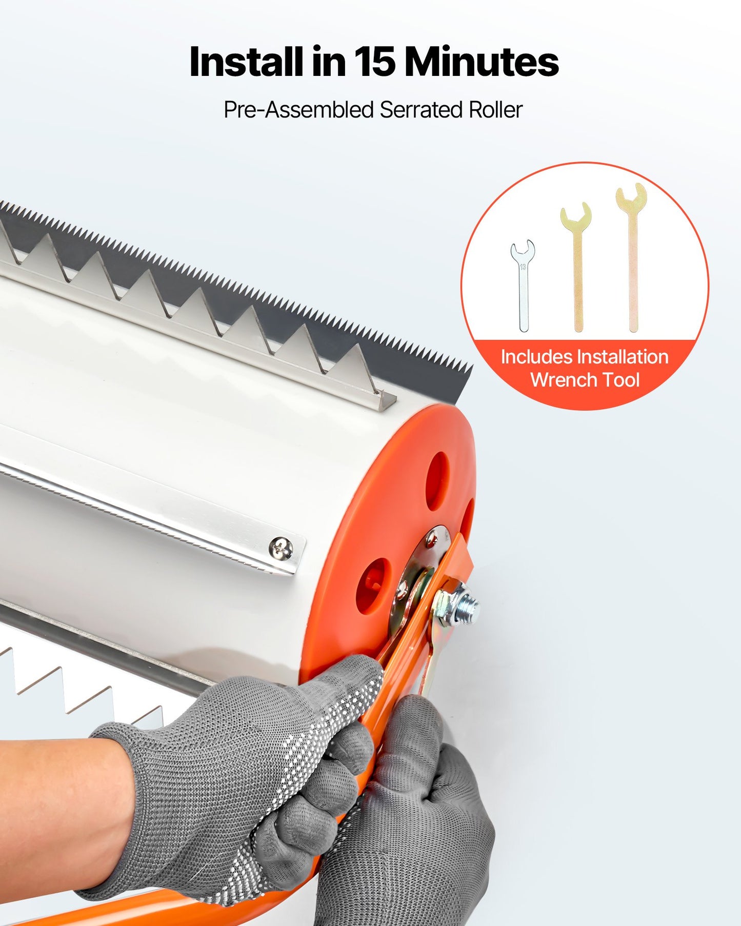 Lake & Pond Weed Removal Roller with Stainless Steel Blades and Adjustable Handle