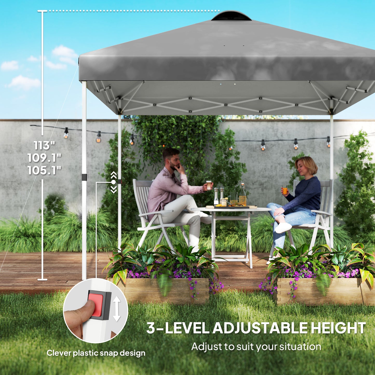 10x10 Pop Up Canopy Tent with UV50+ Sun Protection - Dark Gray