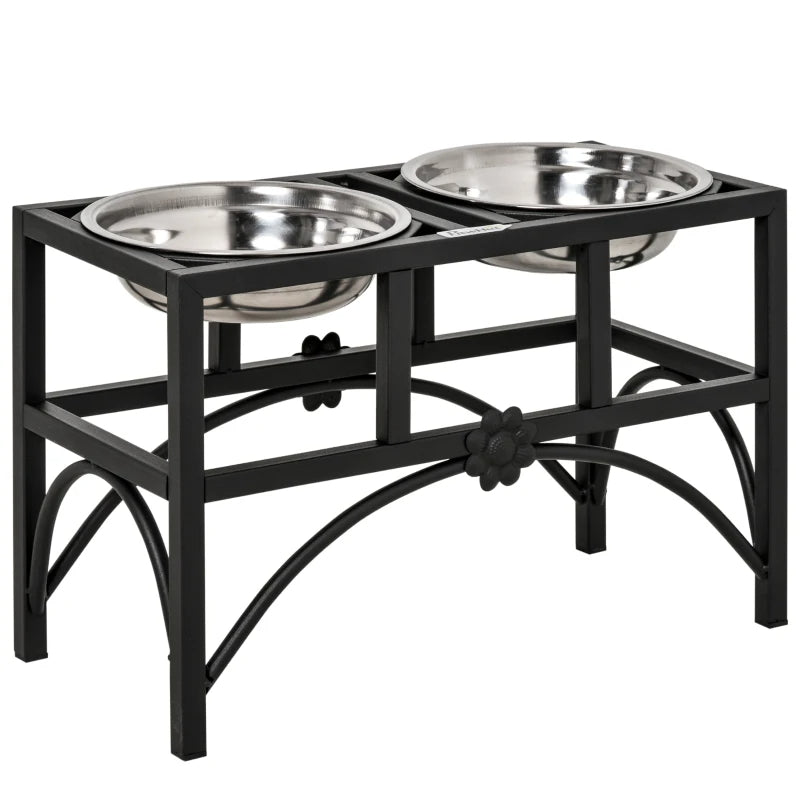 Heavy Duty Elevated Dog Food Bowl Set - Double Stainless Steel Pet Feeder Stand