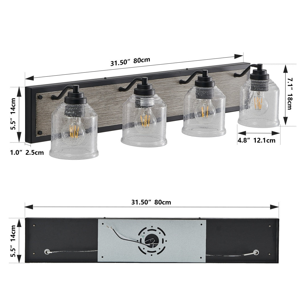 32-Inch Farmhouse Vanity Light Fixture - 4-Light Wall Sconce