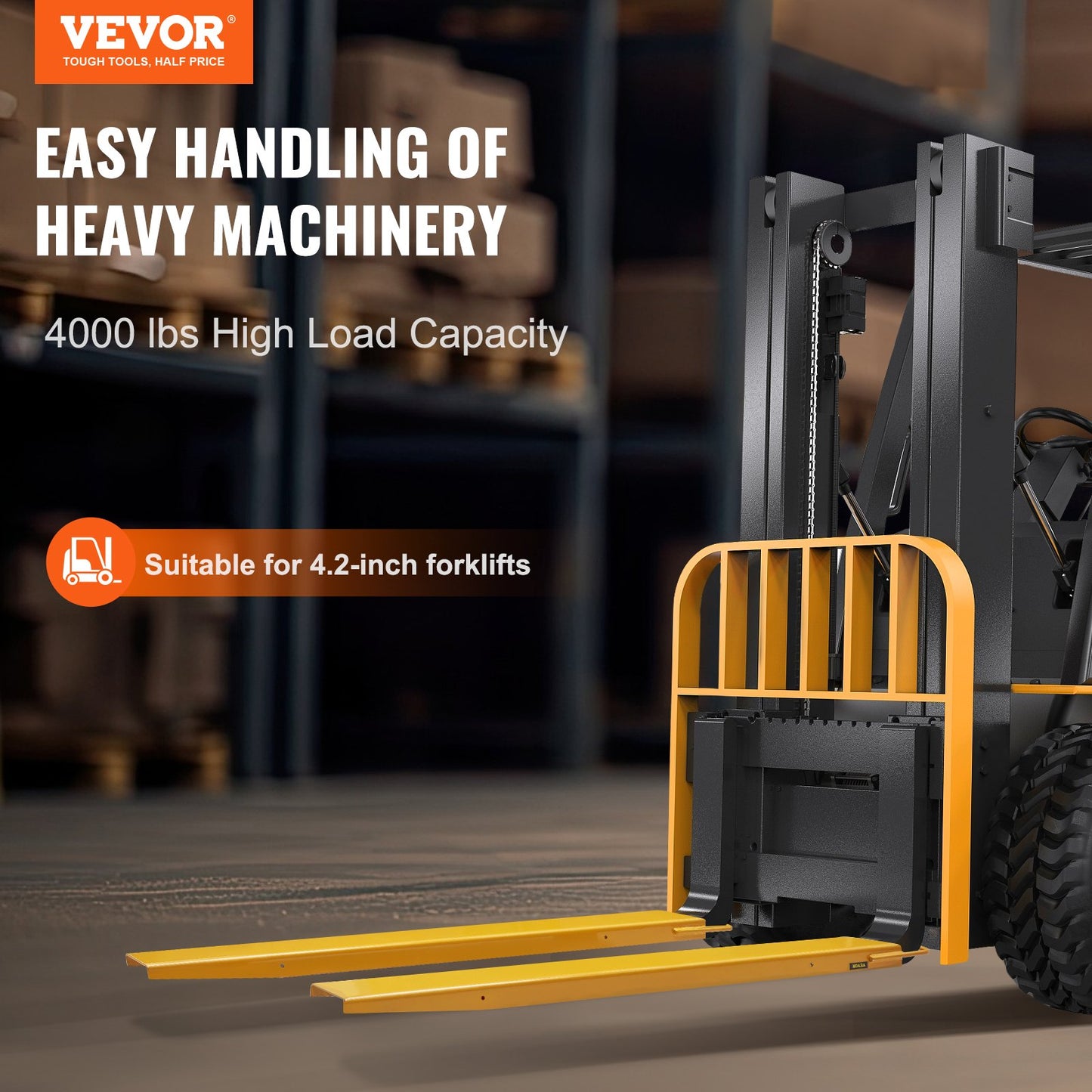 Heavy Duty Forklift Pallet Fork Extensions - 60 Inch Carbon Steel Attachments
