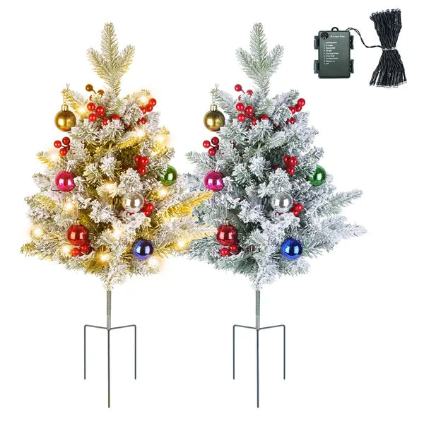 Battery Powered Lighted Christmas Tree Urn Filler - 2 Pcs