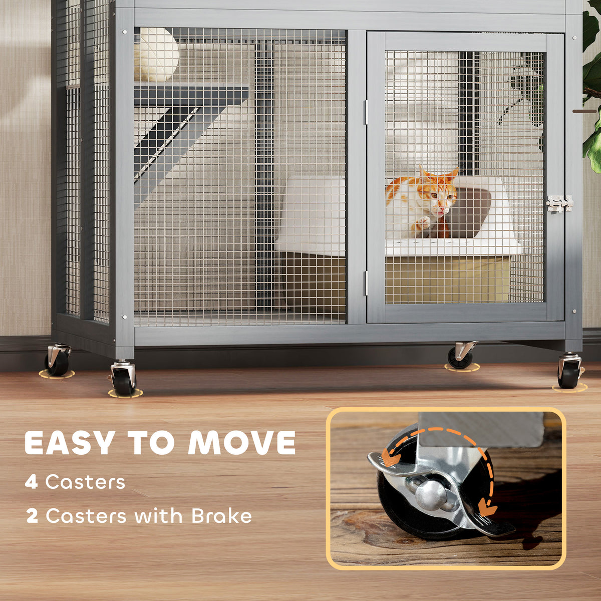 74-Inch Wooden Outdoor Cat House with High Weight Capacity and Weatherproof Design - Dark Gray
