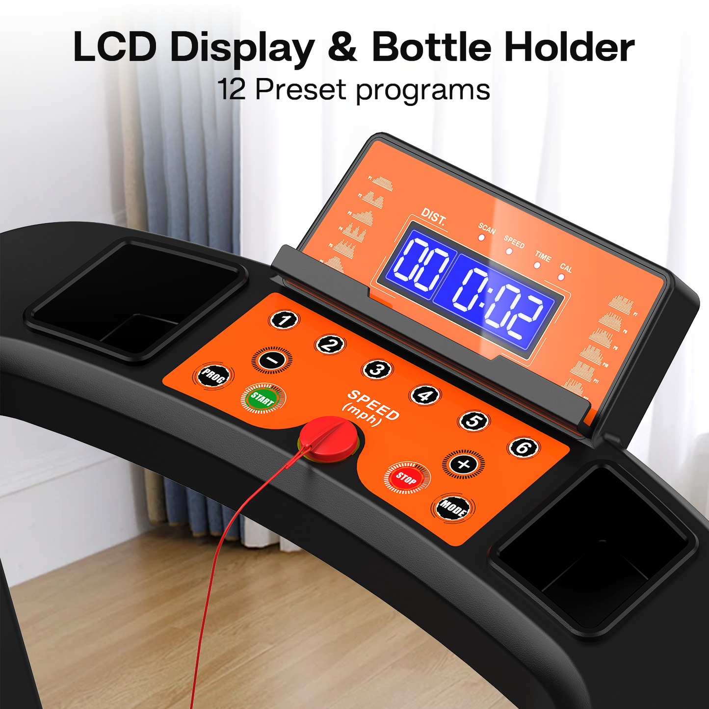 Foldable Treadmill with LED Display - Black
