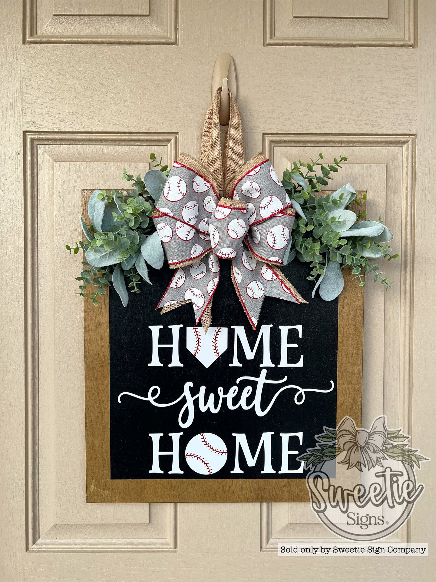 Front Door Summer Decoration Garland - Baseball Floral Wreath for Home & Garden