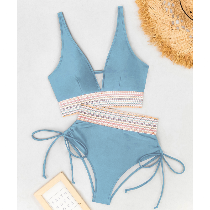 High Waisted Two-Piece Bikini Set with Tummy Control