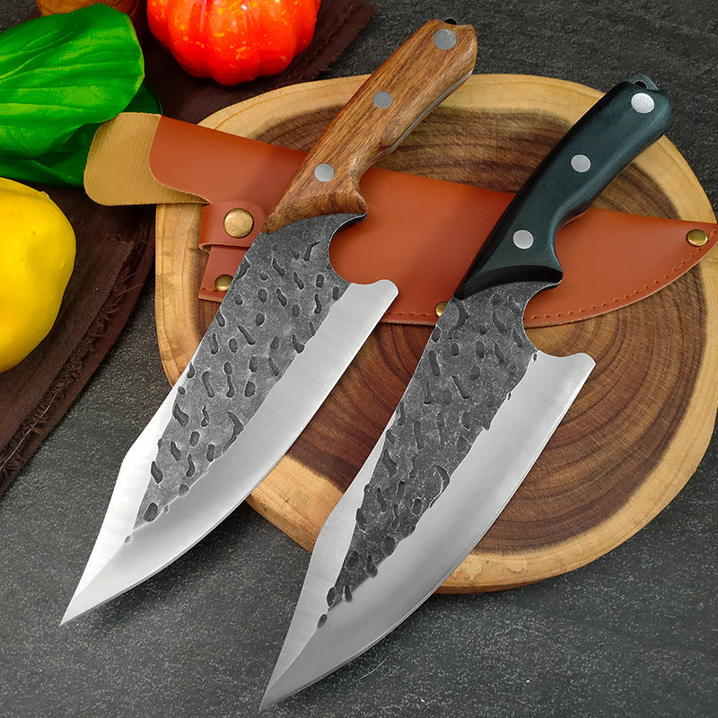 Hand-Forged Boning Knife with Replaceable Blade and Wooden Handle