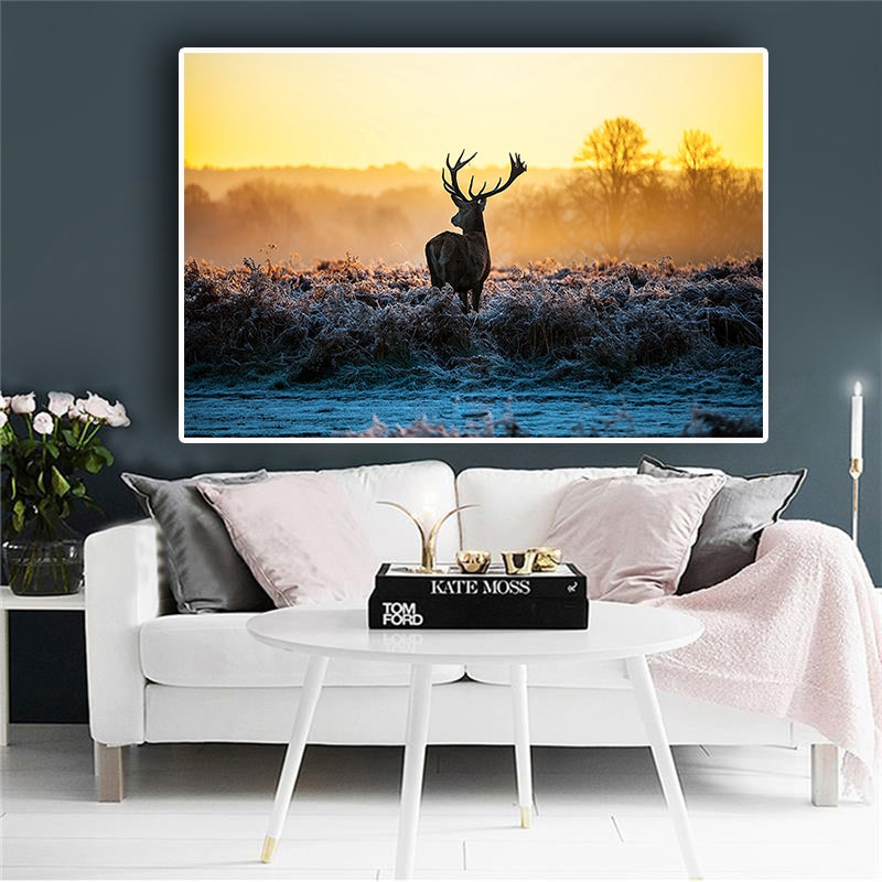 Wildlife Deer Canvas Painting - Home Wall Art for Living Room or Bedroom