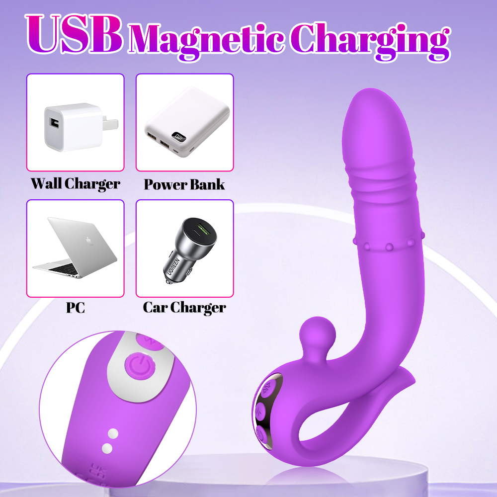 G-Spot Clitoral Vibrator with 10 Thrust Functions - Purple
