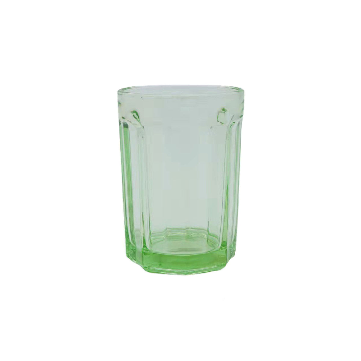 Vintage Green Glass Hexagonal Wine Cup - European Style, 300ml