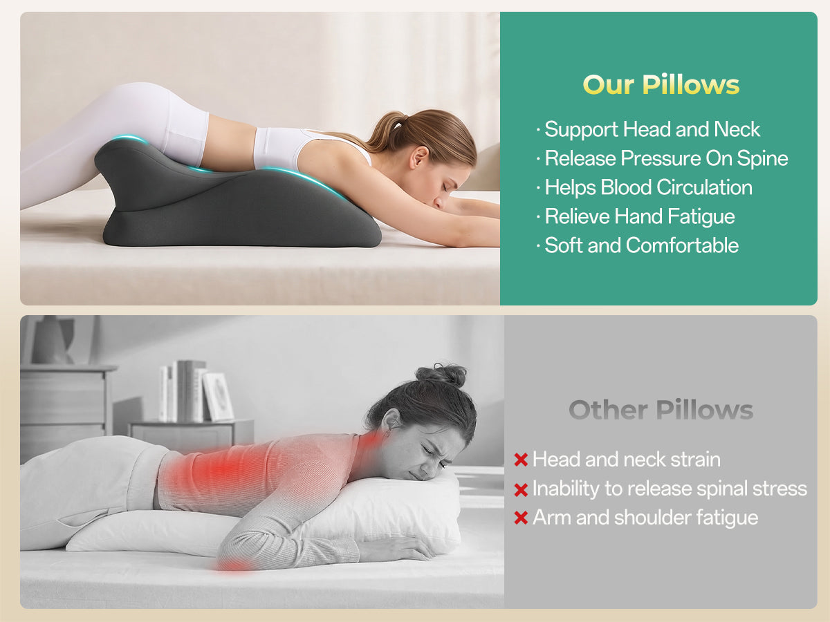 Ergonomic Memory Foam Wedge Pillow for Couples - Dark Grey