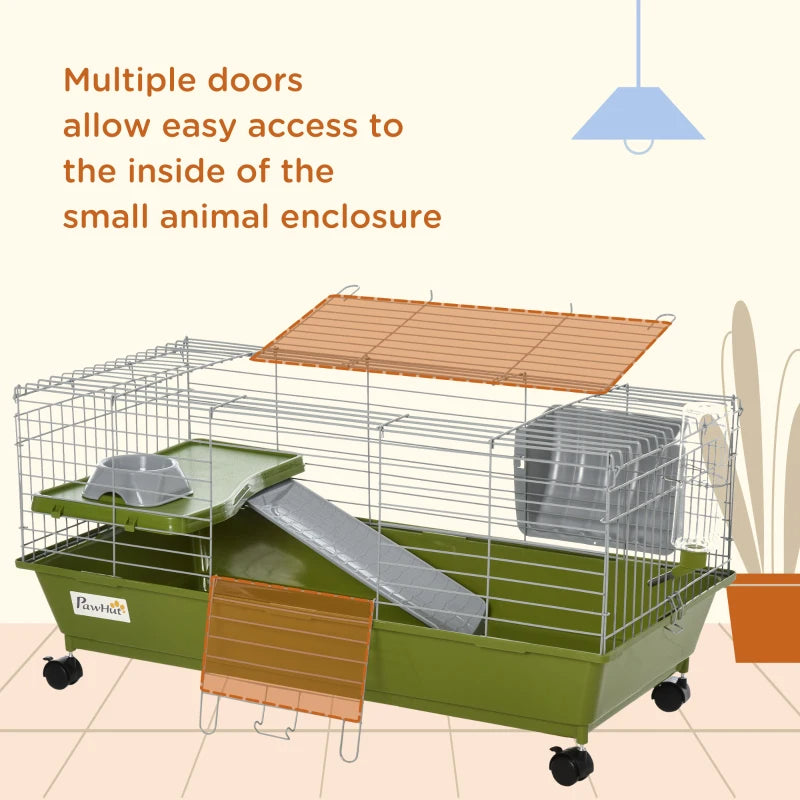 Small Animal Cage for Rabbits & Guinea Pigs - Green, 915x475x180mm