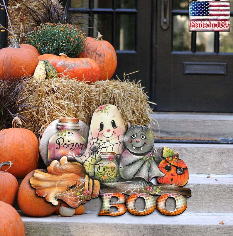 Halloween Ghost Cat Pumpkin Wall Decoration - Autumn Door Wreath