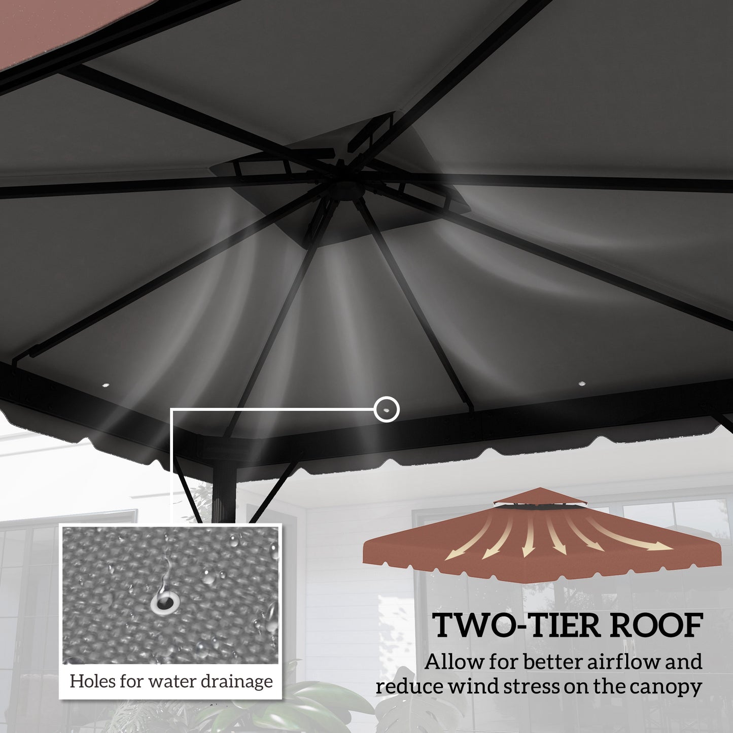 10 x 10 Gazebo Replacement Canopy - Coffee for Models 84C-051 & 84C-269