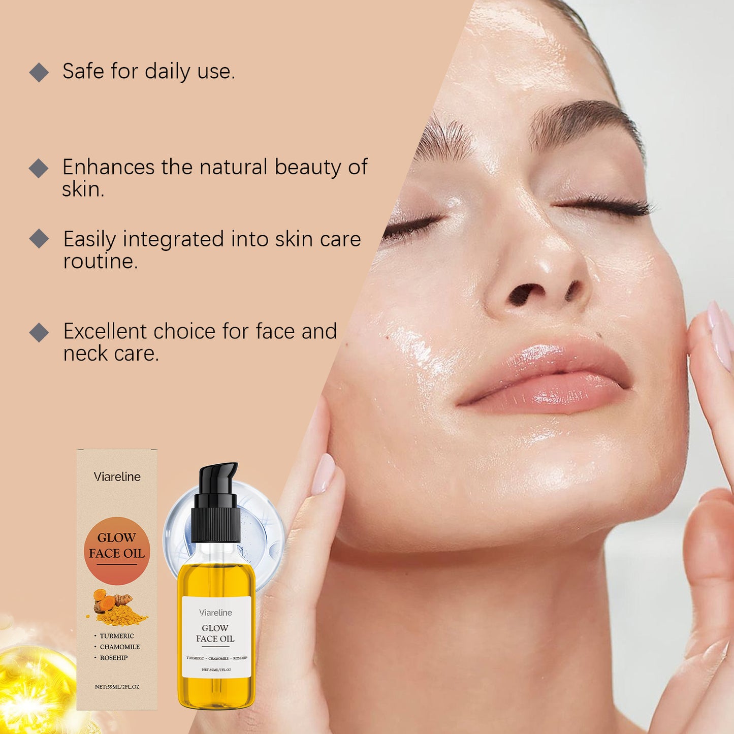Turmeric Facial Essential Oil - Hydrating & Moisturizing Face Serum - 59ml