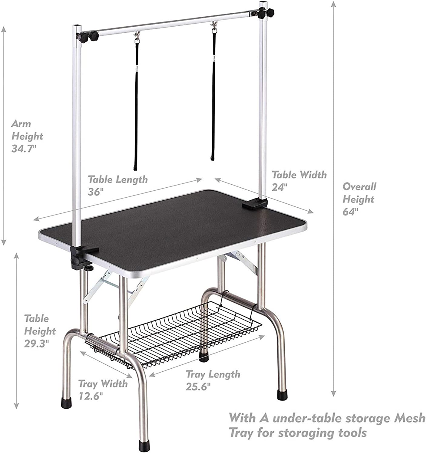 Heavy Duty Adjustable Dog Grooming Table with Non-Slip Surface