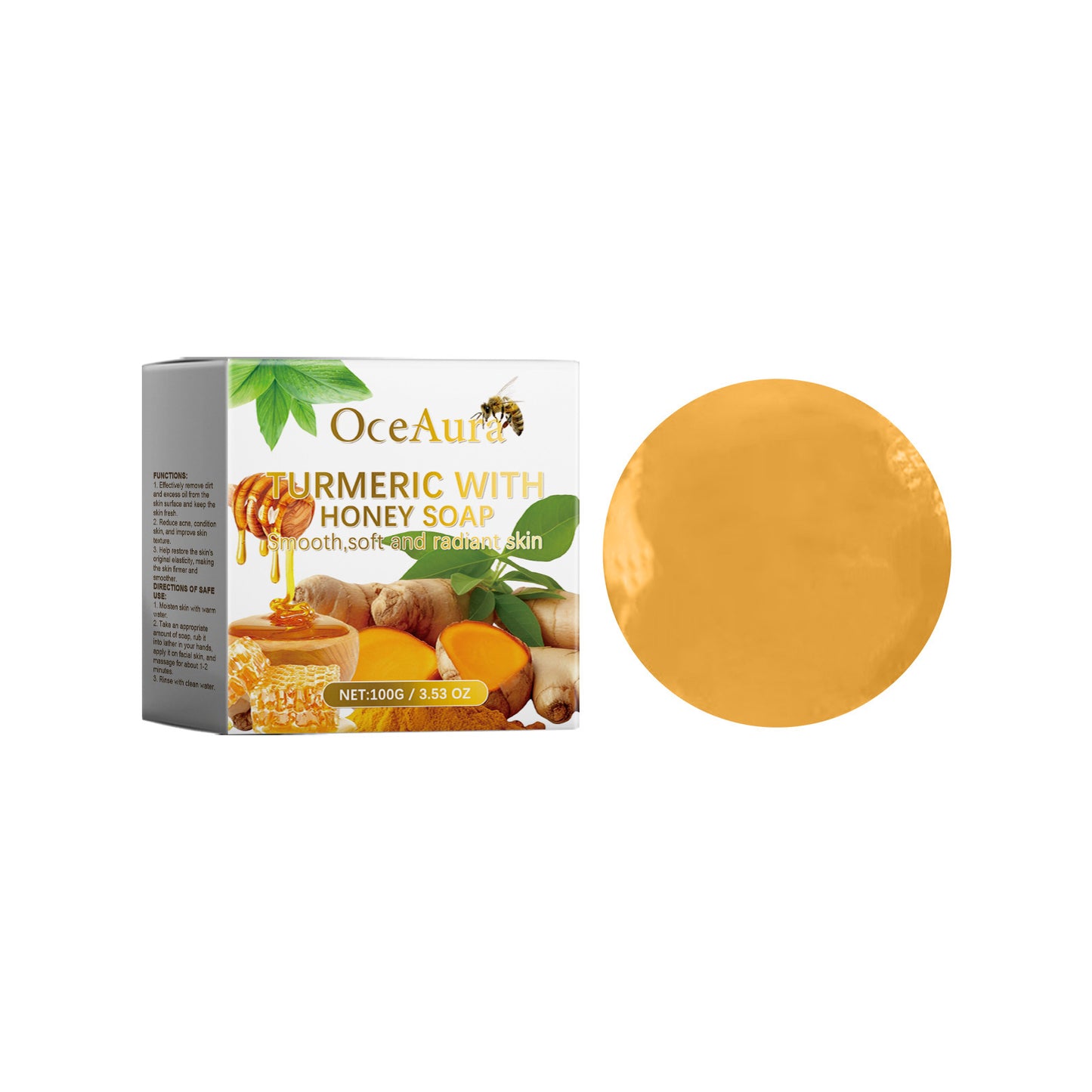 Honey Turmeric Soap for Face - Gentle Brightening & Moisturizing Cleansing Bar