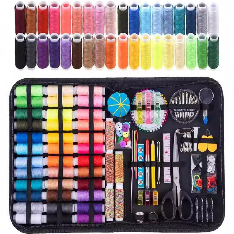 Colorful Thread Sewing Kit with Storage Bag 205PCS Set for Crafts & Repairs