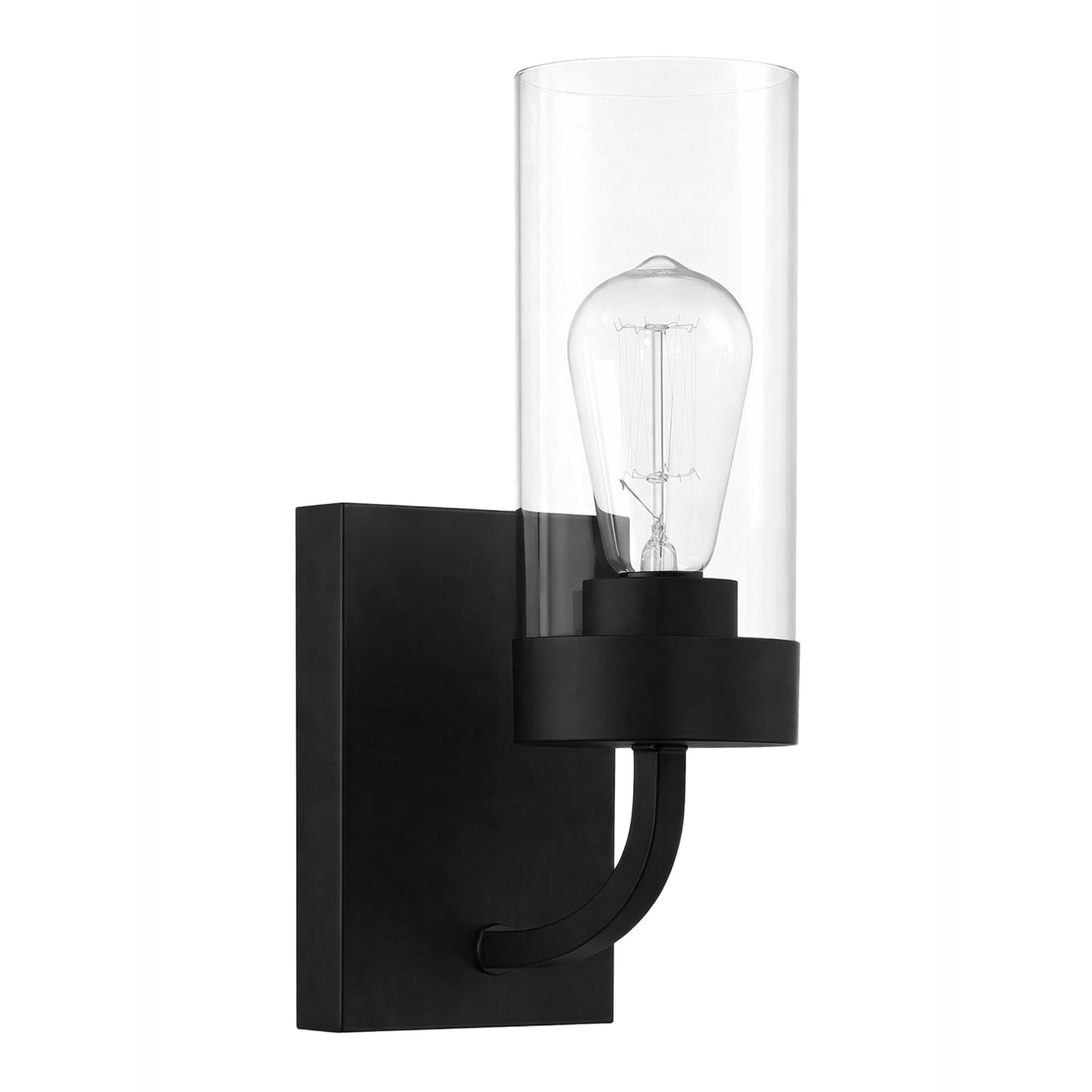 Zephyr Single Light Sconce With Clear Glass Metal Black Finish
