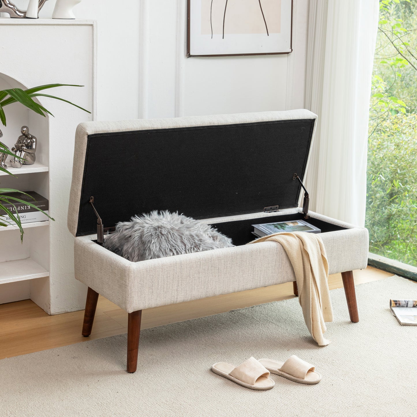 Storage Bench With For Bedroom End Of Bed Foot Entryway Ottoman 43.7W