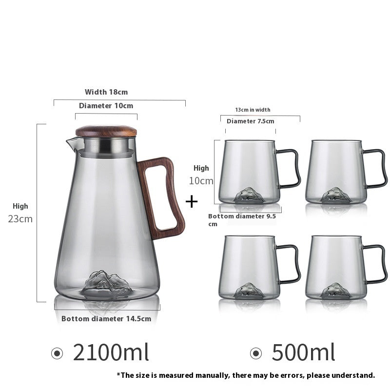 Large Capacity Borosilicate Glass Water Bottle with Wooden Handle - Multiple Styles & Quantities