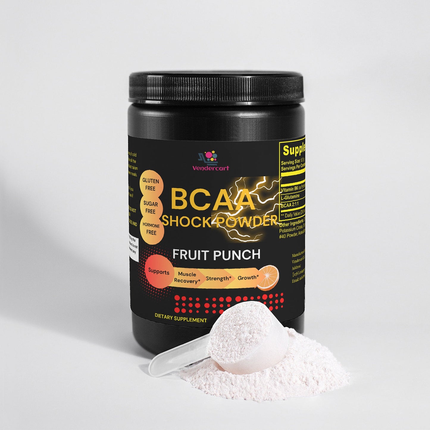 BCAA Powder Supplement - 5000mg Amino Acids for Muscle Recovery - Fruit Punch