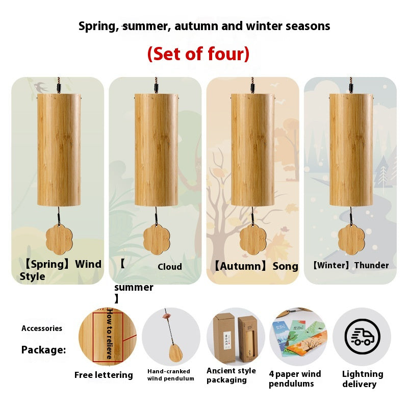 8-Tone Four Seasons Wind Chimes - Bamboo Modern Garden Decor Gift