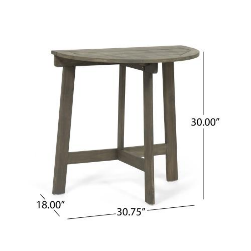 Outdoor Folding Acacia Wood Bistro Dining Table - Half-Round Design