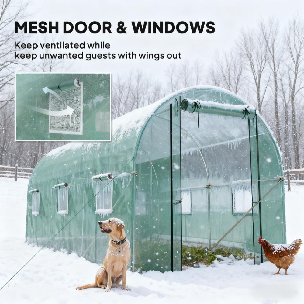 Walk-In Greenhouse with 2 Support Rods - 175.6" x 78.3" x 78.7"