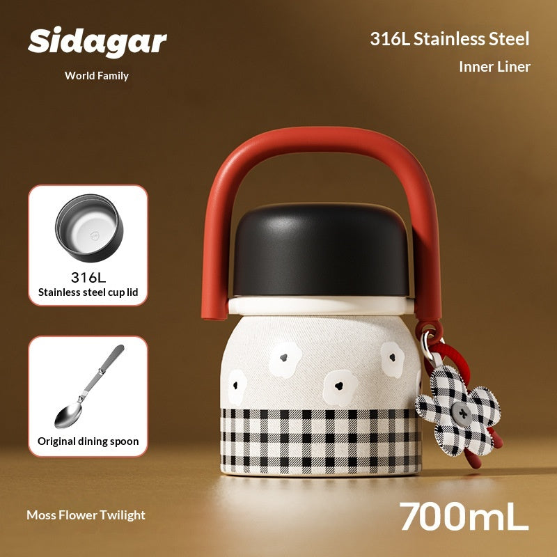 Portable Stainless Steel Lunch Box with Lid for Students and Office
