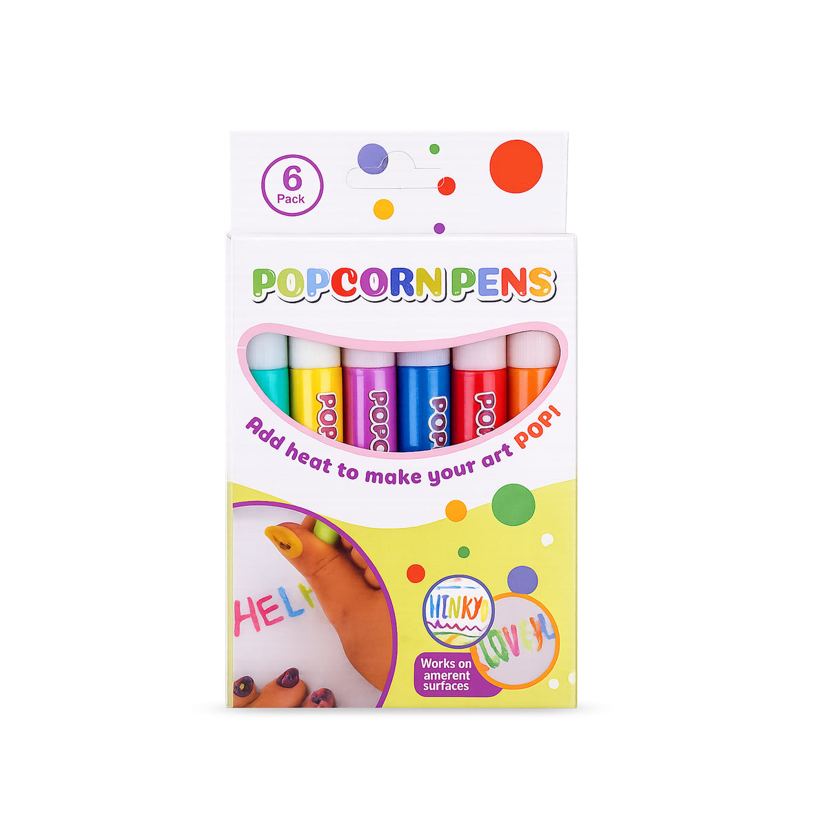 Popcorn Pen Set - 6 Acrylic Writing Stylus Pens for Office & Craft