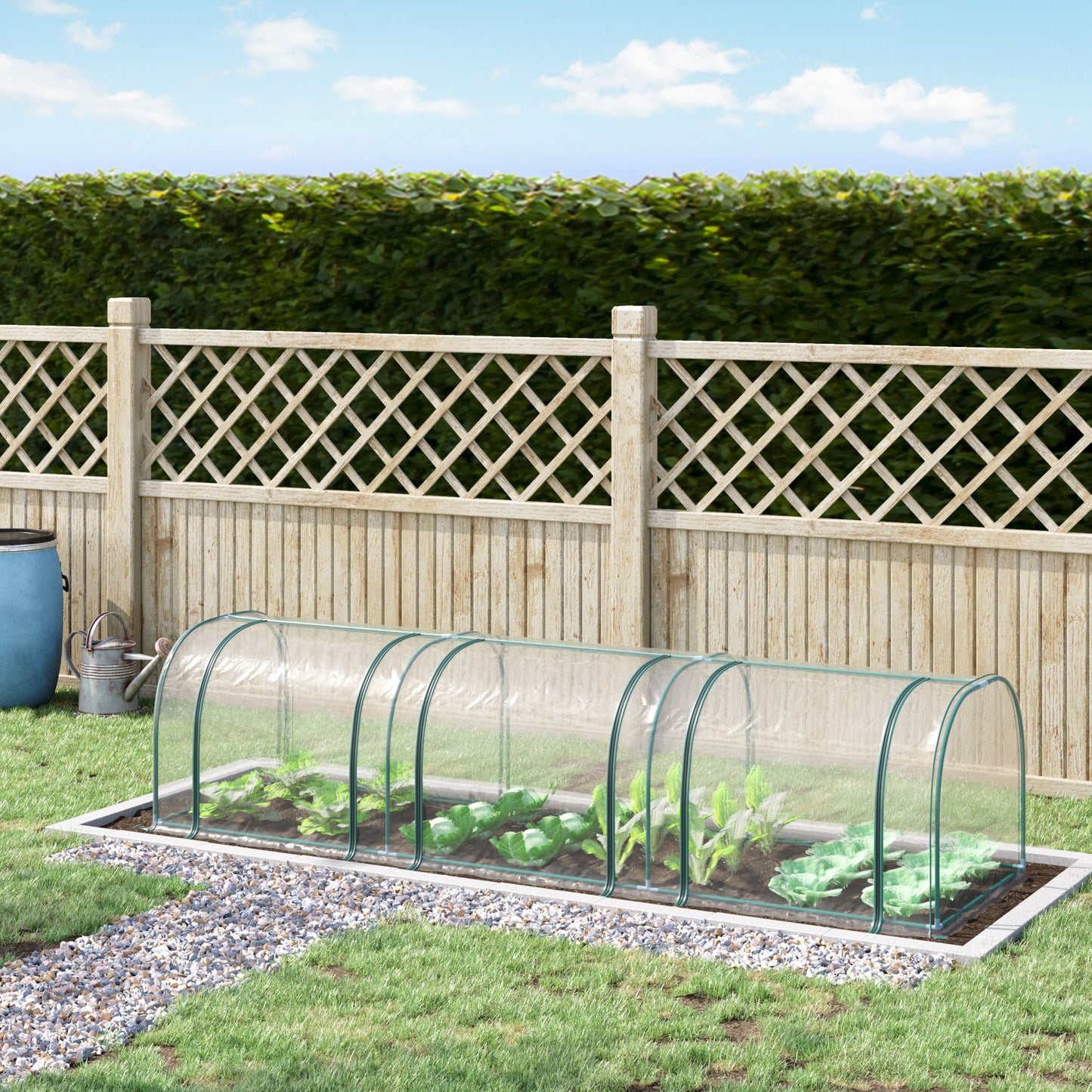Tunnel Greenhouse Kit - PVC Cover with Steel Frame - Dark Green