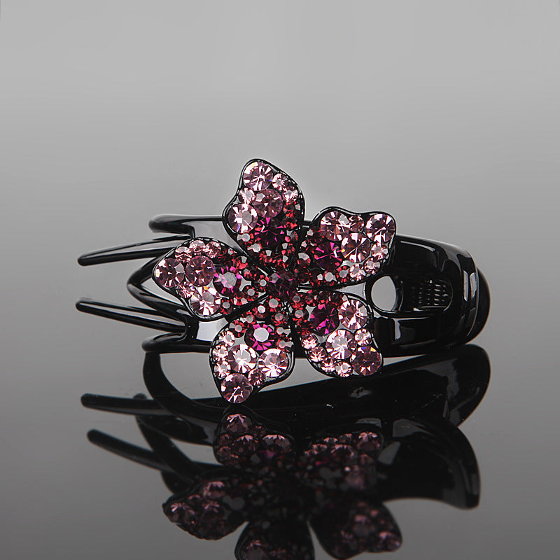 Rhinestone Flower Hair Clamps - Back Head Barrettes for Hair Accessories