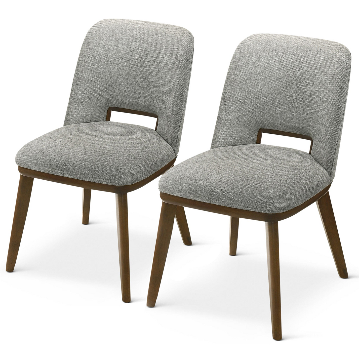 Blake Mid-Century Modern Light Grey Fabric Dining Chair Set Of 2 With