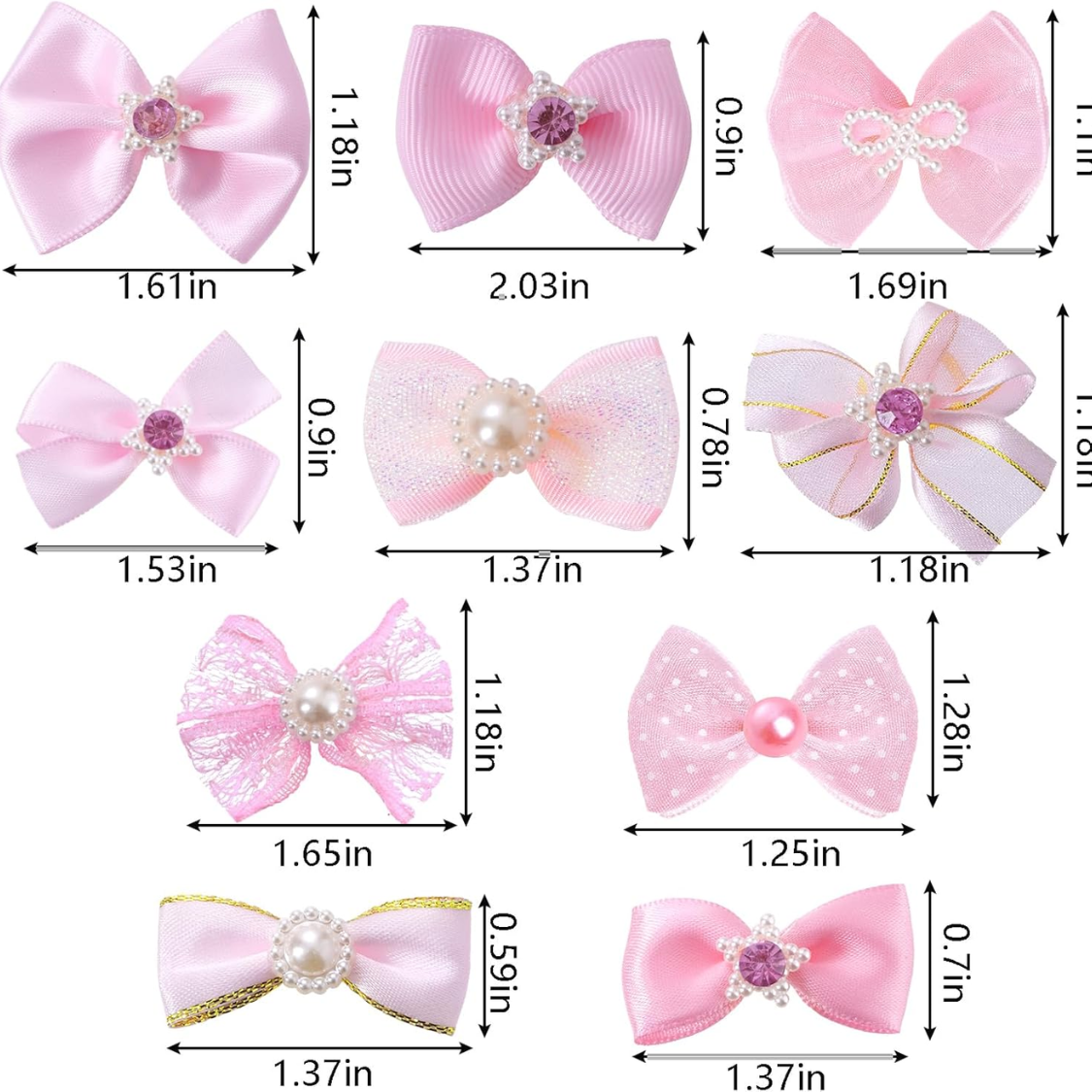 Pet Dog Hair Bows Set - 20 Cute Elastic Ribbon Accessories for Small to Large Dogs