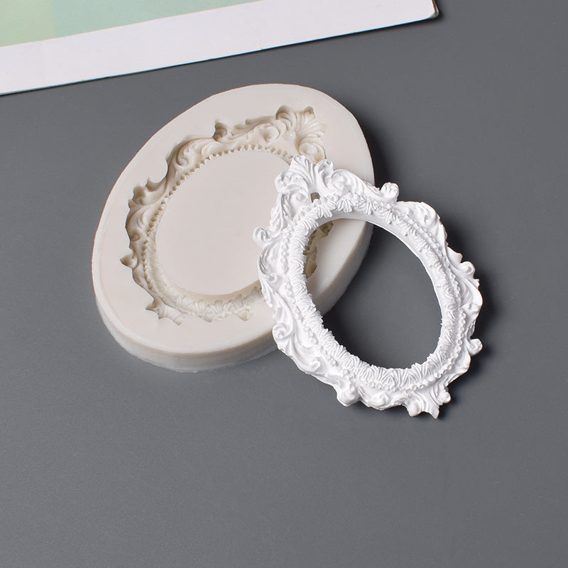 European-Style Carved Photo Frame Mold Large Oval Silicone Frame