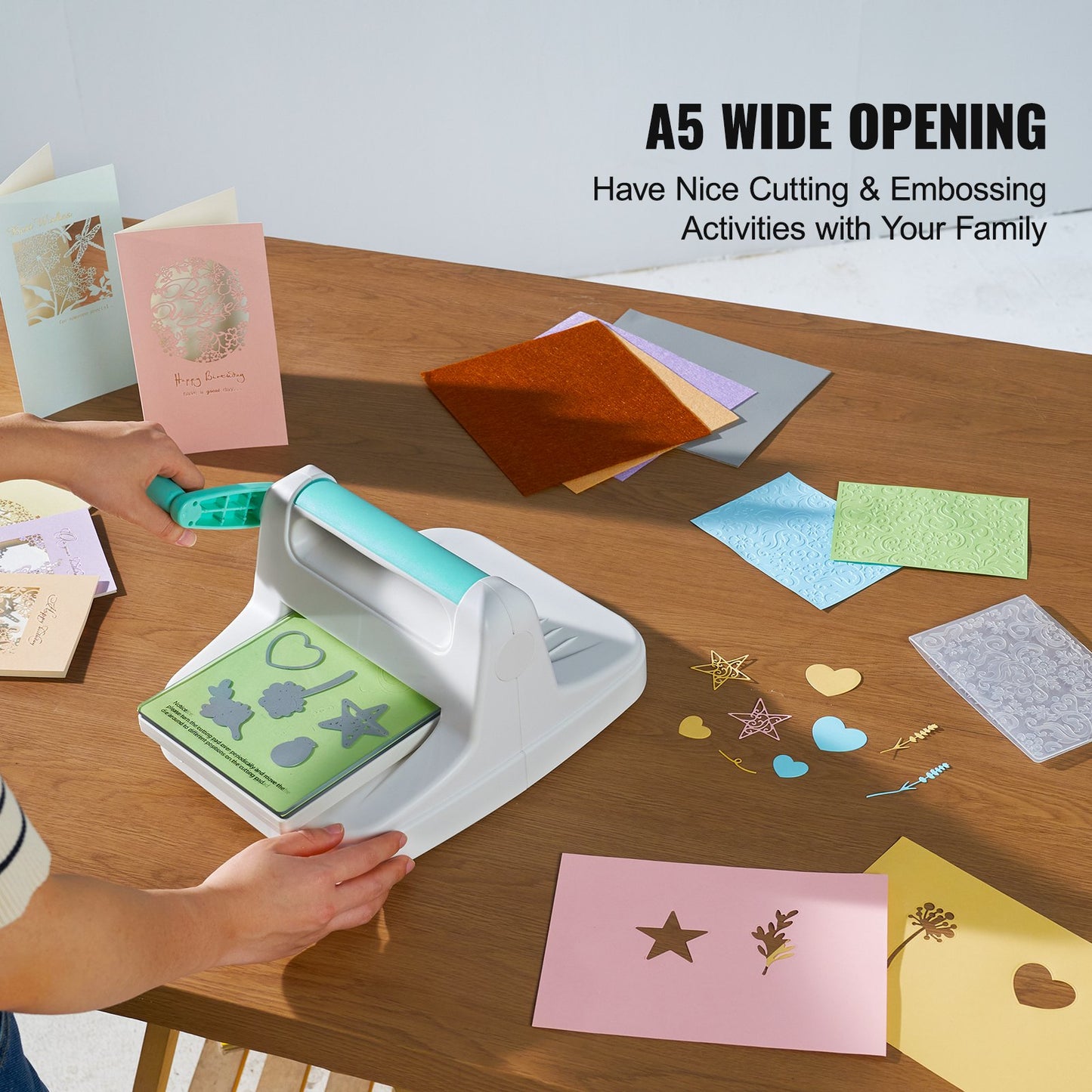 Manual Die Cutting & Embossing Machine Kit - 6 Inch Opening for Scrapbooking & Card Making, Portable White