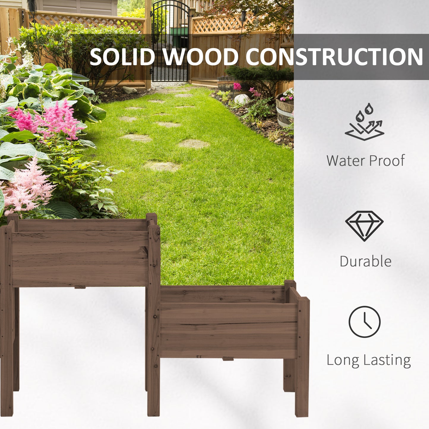 3-Tier Raised Garden Bed with 3 Planter Boxes - Outdoor Herb Vegetable Flower Garden