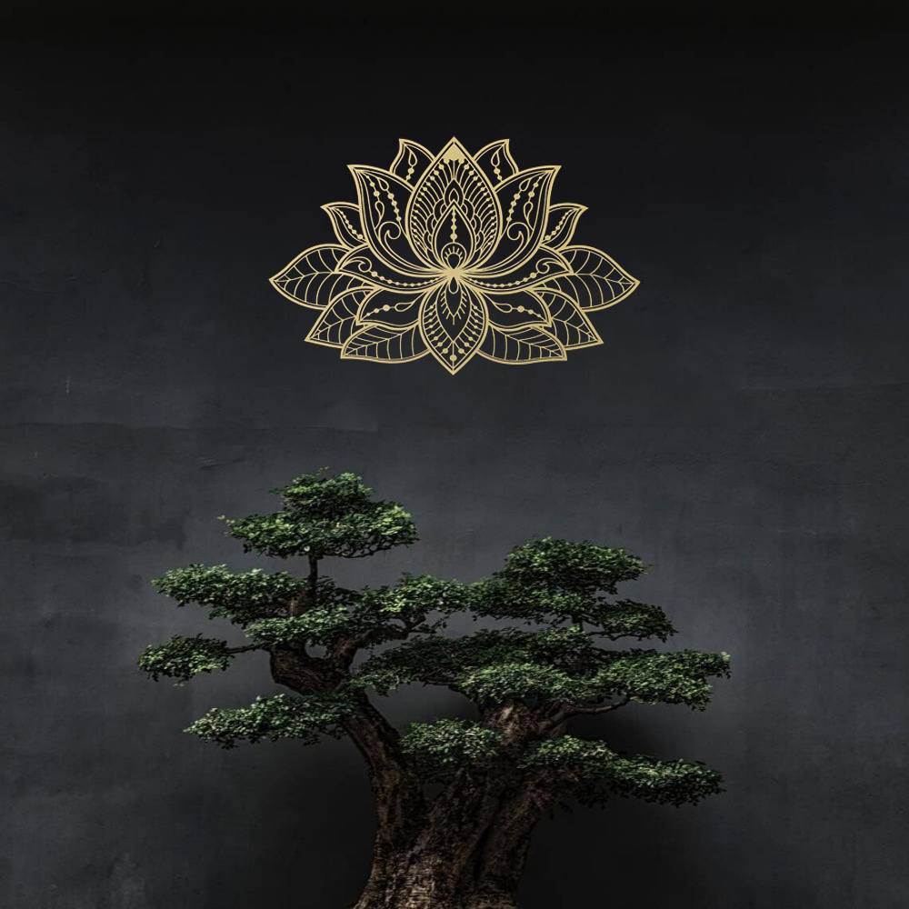 Radiant Lotus Mandala Wrought Iron Wall Art - Zen Decor