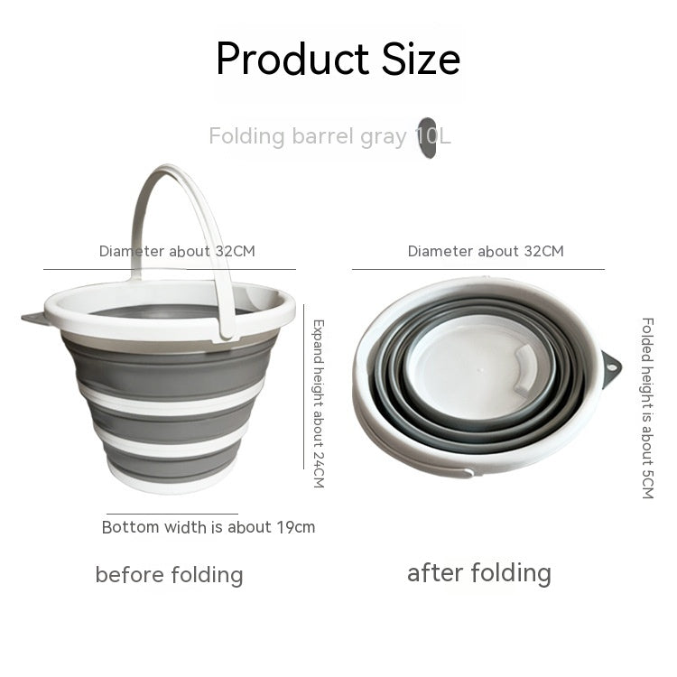 10L Plastic Folding Bucket for Household, Garden & Fishing Use