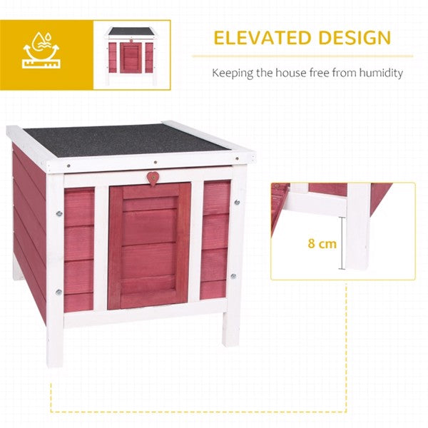 Outdoor Pet House for Small Dogs Rabbits Ducks Waterproof Fir Wood Red
