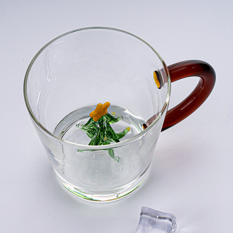 Creative Glass Transparent 3D Shape Drinkware with Handle for Holiday Decor
