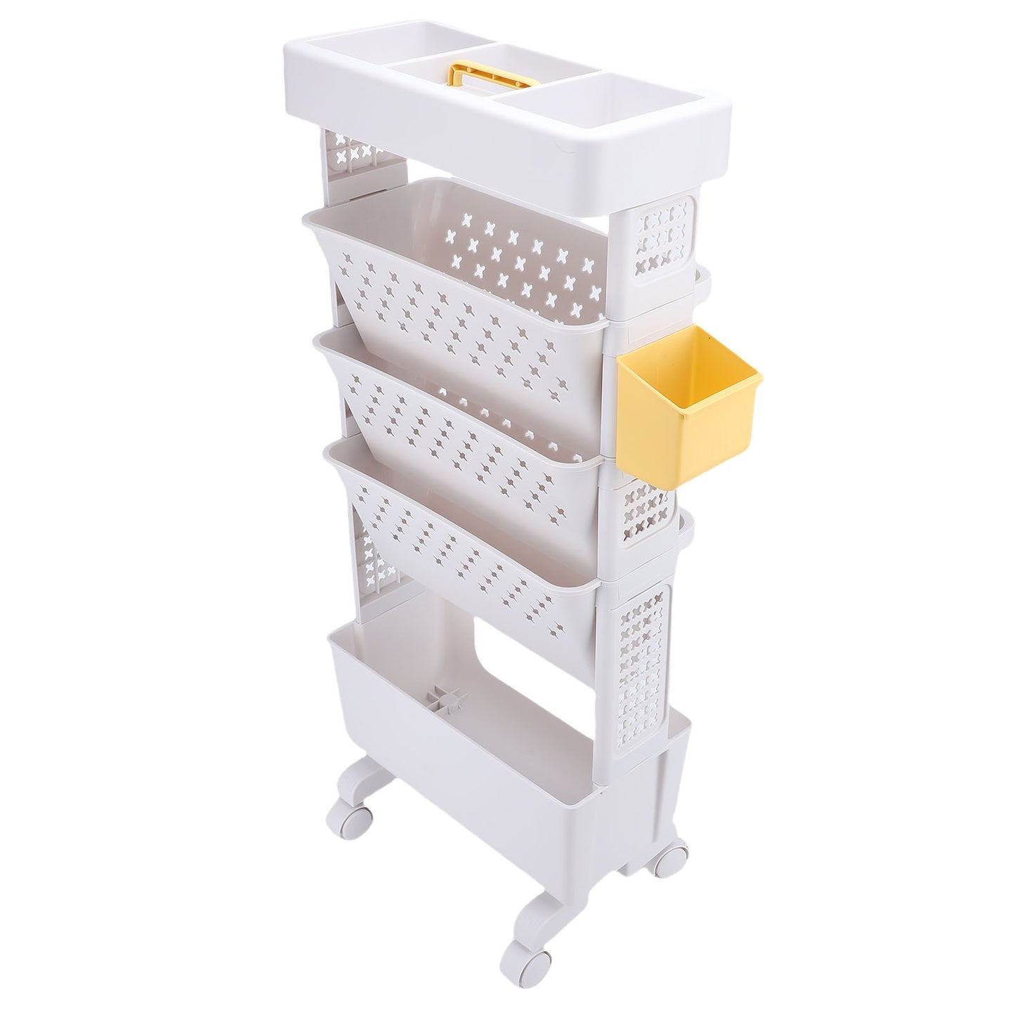 Rolling Book Cart 5 Tier PP Multi Functional Movable Storage Rack