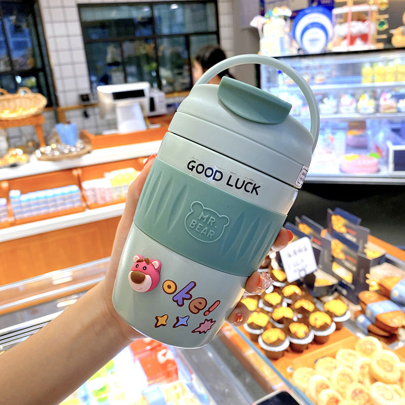 High-Value Stainless Steel Vacuum Flask with Straw - 370ml Portable Insulated Bottle