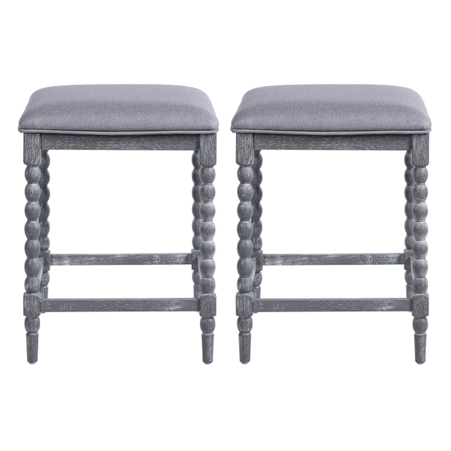 26Counter Stools,Set Of 2 With Upholstered Seat, Solid Acacia Wood